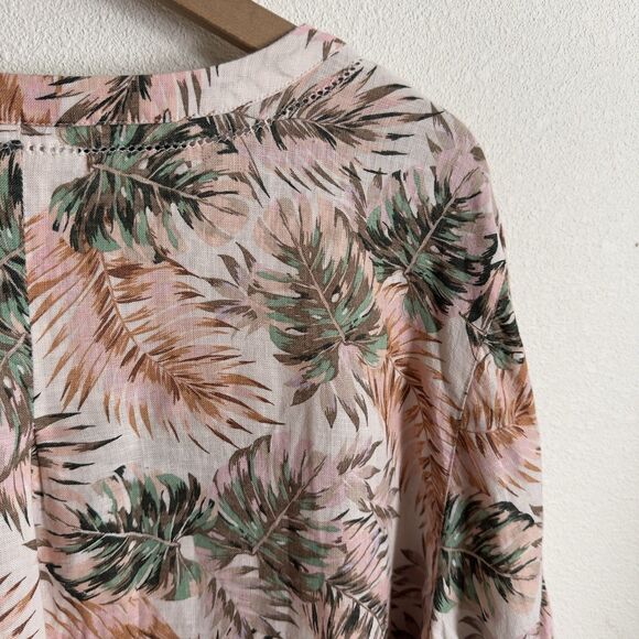 J.Jill Love Linen Top Womens XL Pink Tropical Floral Breathable Beach 100% Linen - Picture 10 of 16